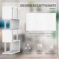 HOMCOM Libreria a 4 Ripiani Design Moderno in Legno e Metallo, Libreria Scaffale per Soggiorno, Studio, Ufficio, 80x30x145cm Bianca(m-5)
