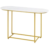HOMCOM Konsolentisch in Artdeco-Design, Marmoroptik, Weiß + Gold(m-10)