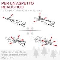 HOMCOM Albero di Natale Innevato con 1321 Rami Ignifughi, in Plastica e Metallo, Ø115x180 cm, Verde(m-7)
