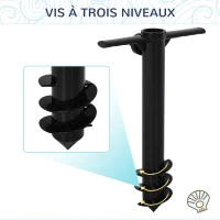 Outsunny Pied de parasol à planter - pied d'ancrage à visser dans le sol - fixation parasol - porte-parasol avec vis de serrage - ABS noir(m-6)