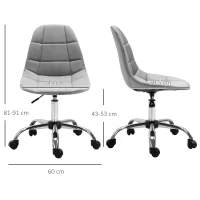 Vinsetto Ergonomic Office Chair with Adjustable Height and Wheels Velvet Executive Chair Armless for Home Study Bedroom Grey(m-3)