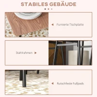 HOMCOM Essgruppe Tisch mit Stühlen Esszimmertisch, Industriedesign, 110 cm x 70 cm x 75 cm, Braun(m-6)