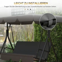 Outsunny Hollywoodschaukel-Ersatzdach Ersatzdach-Gartenschaukel, wetterbeständig, 196 x 120 x 18 cm, Dunkelgrau(m-6)