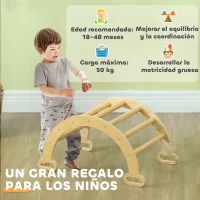 AIYAPLAY Arco de Escalada para Niños de 18-48 Meses Balancín para Bebés Carga 50 kg 68x42x36 cm Natural(m-7)