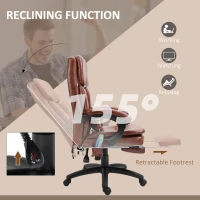 Vinsetto PU Leather Office Chair with 7 Point Vibrating Massage, Computer Desk Chair with Footrest, Adjustable Height, Reclining Back, Brown(m-6)