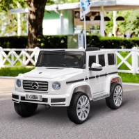 HOMCOM Coche Eléctrico para Niños de Batería 12 V BENZ G500 con Control Remoto Música Bocina 3-5 km/h Carga 30 kg Blanco(m-2)
