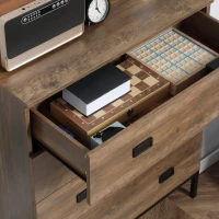 HOMCOM Cassettiera 4 Cassetti in Truciolato e Metallo per Soggiorno e Camera da Letto, 80x39x95 cm, Marrone(m-9)