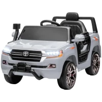 AIYAPLAY Coche Eléctrico para Niños de +3 Años Toyota LAND CRUISER con Batería 12V Mando a Distancia y Música MP3 Gris(m-11)