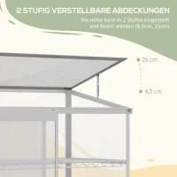 Outsunny Gewächshaus mit Fundamentrahmen, Polycarbonat-Gehäuse, 2 Regalböden, Aluminiumrahmen, 131 x 58 x 139,5 cm(m-6)