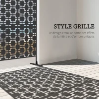 Outsunny Panneau brise vue décoratif paravent extérieur à motif géométrique ajouré en métal - 122 x 45 x 198 cm, noir(m-4)