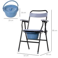 HOMCOM Sedia WC Pieghevole con Vaso Rimovibile per Anziani e Disabili in Tubi di Ferro e Plastica 52 x 50 x 75cm(m-3)
