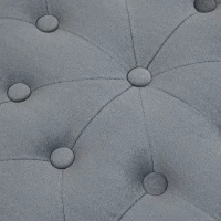 HOMCOM Hocker, rund, mit Staufach, Steppdesign mit Knöpfen, Bezug in Samtoptik, grau, 60 x 60 x 40cm(m-7)