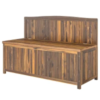 Outsunny Wood Storage Bench for Patio Furniture, Outdoor Garden Seating Tools, Brown(m-11)