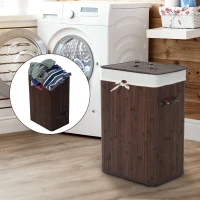 HOMCOM Panier à Linge en Bambou Brun Foncé(m-5)