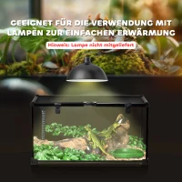 PawHut Reptilienbox Terrarium, inkl. Streifenthermometer, Fütterungsklappen, 50 cm x 30 cm x 25 cm, Glas + Metall, Schwarz(m-8)