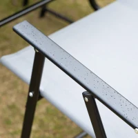 Outsunny Ensemble salon de jardin 8 pièces avec grand parasol, table dim.140L x 90l x 70H cm et chaises pliantes pour 6 personnes - métal époxy textilène polyester gris(m-9)