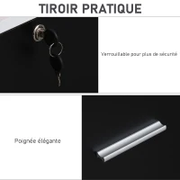 HOMCOM support d'imprimante organiseur bureau caisson placard porte, niche, tiroir verrouillable + grand plateau panneaux particules noir blanc(m-6)