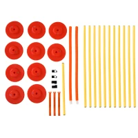 PawHut Set Agility Dog 3 Esercizi: Slalom, Ostacoli, Anello, per Addestramento Cani, Portatile, 2.5 kg, Giallo e Rosso(m-4)