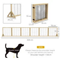 PawHut 6 Panels Pet Gate, Wooden Foldable Dog Barrier w/ Two Support Feet, for Small, Medium Dogs - Natural Wood(m-3)