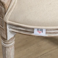 HOMCOM Lot de 2 chaises de Salle à Manger - Chaise de Salon médaillon Style Louis XVI - Bois Massif sculpté, patiné - Aspect Lin écru(m-8)