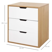 HOMCOM Mobile Cassettiera Portaducomento Ufficio con 3 Cassetti, Arredamento moderno per Casa e Studio, Bianco(m-3)