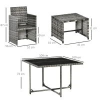 Outsunny Sitzgruppe für 8 Personen Polyrattan Gartenset Sitzgarnitur inkl. Kissen Grau(m-3)