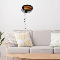 Outsunny chauffage extérieur radiant infrarouge électrique mural chauffage d'appoint sans CO₂ 3 modes 650/1300/2000 W certifié IP34 capacité 25 m² réflecteur acier inox. noir(m-2)