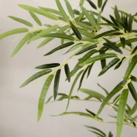 HOMCOM Bambù in Vaso Artificiale Alto 150cm per Interno ed Esterno, Verde(m-7)