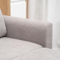 HOMCOM Divano Letto 3 Posti con Chaise Longue Contenitore in Tessuto, 217x134x85cm, Grigio(m-9)