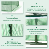 Outsunny Mini Serre de Jardin Serre à tomates mini serre tunnel toit pointu1,8L x 0,9l x 0,7H m métal thermolaqué PE Haute densité fenêtre moustiquaire intégrées Vert(m-6)