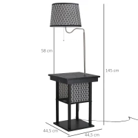 HOMCOM Table de Nuit lampadaire Table d'appoint lampadaire Design Contemporain Prises USB intégrés Noir(m-3)