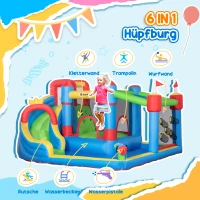 Outsunny Hüpfburg inkl. Gebläse, Märchenschloss; In- und Outdoor, 390 cm x 300 cm x 197 cm, Bunt(m-4)