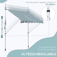 Outsunny Tenda da Sole da Esterno 2x1.5m a Rullo con Manovella, Altezza e Angolazione Regolabile, Bianco e Verde(m-4)
