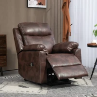 HOMCOM Faux Leather 70° Electric Riser Recliner Chair, Dark Brown(m-7)