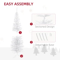 HOMCOM 5ft Unlit Artificial Christmas Tree, Pencil Slim Xmas Tree with Solid Stand and Realistic Branches, White(m-7)