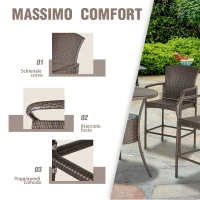 Outsunny Set 5 Pezzi Tavolino con 4 Sedie da Giardino Alte in Rattan Sintetico con Secchiello per Ghiaccio, Marrone(m-6)