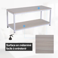 HOMCOM Table basse rectangulaire style industriel avec étagère 100L x 40l x 45H cm MDF E1 beige blanc(m-6)