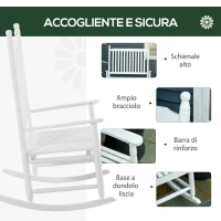 Outsunny Sedia a Dondolo 2 Posti in Legno con Schienale Alto e Braccioli, 117x85x120 cm, Bianco(m-6)