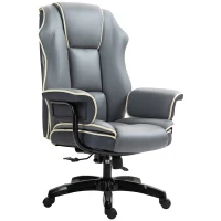Vinsetto Faux Leather Executive Office Chair, with Contrast Piping - Grey/White(m-11)