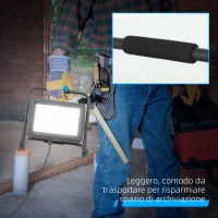 HOMCOM Faretto LED da Lavoro da 6500K con Testa Girevole e Supporto Regolabile, in Alluminio e Metallo, 35x20x32 cm, Nero(m-8)
