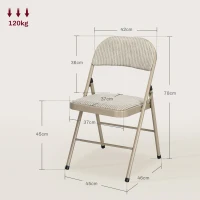 HOMCOM Lot de 6 chaises pliantes chaises de salle à manger portables cadre en acier dim. 45l x 46P x 78H cm beige(m-3)