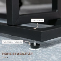 HOMCOM Beistelltisch, Nachttisch, schmales Design, mit Stofftasche, Stahl, dunkelbraun+schwarz, 49 x 19 x 55cm(m-6)