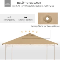 Outsunny Ersatzdach für Gartenpavillon, Polyester, 2,98 x 2,95 m, Beige(m-6)