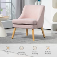 HOMCOM Akzentsessel im skandinavischen Stil, Samt, 25D-Schaumstoff, Hevea-Holzbeine, Beige, 63x69x79,5 cm(m-6)