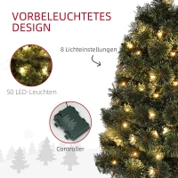 HOMCOM Weihnachtsbaum, naturgetreue Erscheinung, integrierte LEDs, dimmbar, 8 Modi, 45 x 90 cm, Grün(m-5)