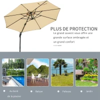Outsunny Parasol déporté octogonal inclinable parasol rotatif 360° avec pied en croix 8 beleines manivelle inclus châssis alu.(m-7)