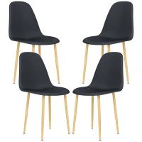 HOMCOM Modern Dining Chairs Set of 4, Kitchen Chairs with Backrest and Steel Legs for Dining Room, Living Room, Black(m-11)