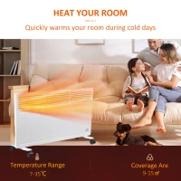 HOMCOM POWER Convector Radiator Freestanding or Wall-mounted Heating with 2 Heat Settings Safety Cut-Off, White(m-4)