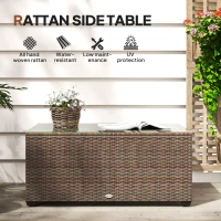 Outsunny 90 x 50cm Glass-Top Rattan Side Table - Brown(m-4)