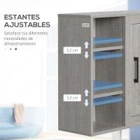 kleankin Armario de Baño de Pared con 3 Estantes Abiertos y 1 Puerta Mueble Auxiliar Suspendido Moderno 48x20x50 cm Gris(m-6)
